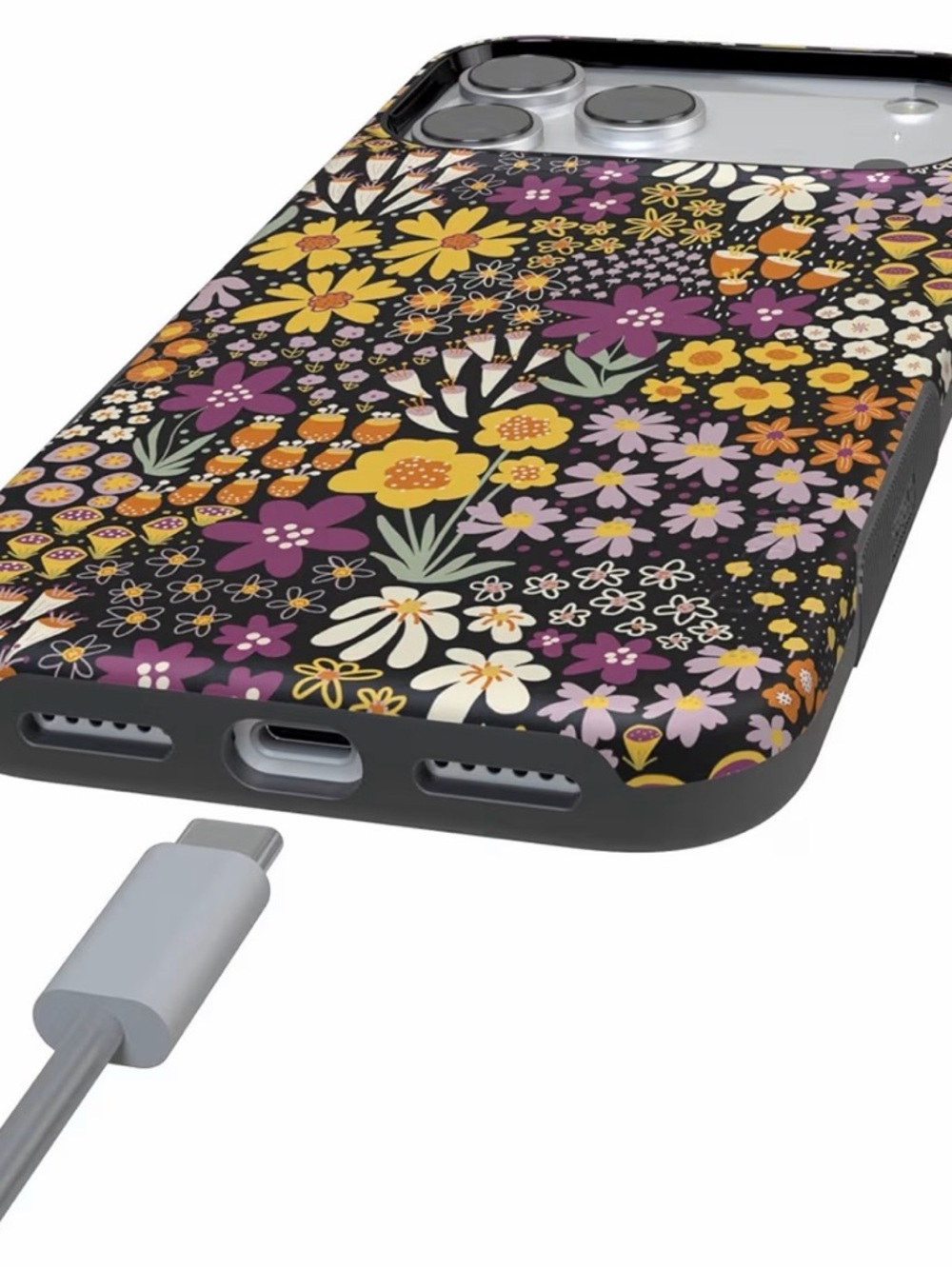 Casely iPhone 17 Pro Case - Falling for You Plum Floral Compatible with MagSafe - Picture 3 of 5